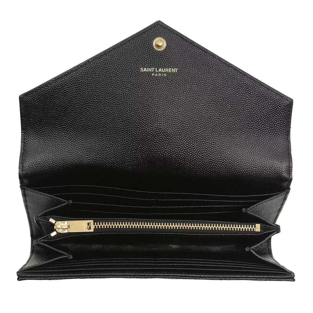   Saint Laurent  YSL Monogramme Flap Wallet Grain De Poudre Leather Nero  Portemonnaie mit Überschlag 