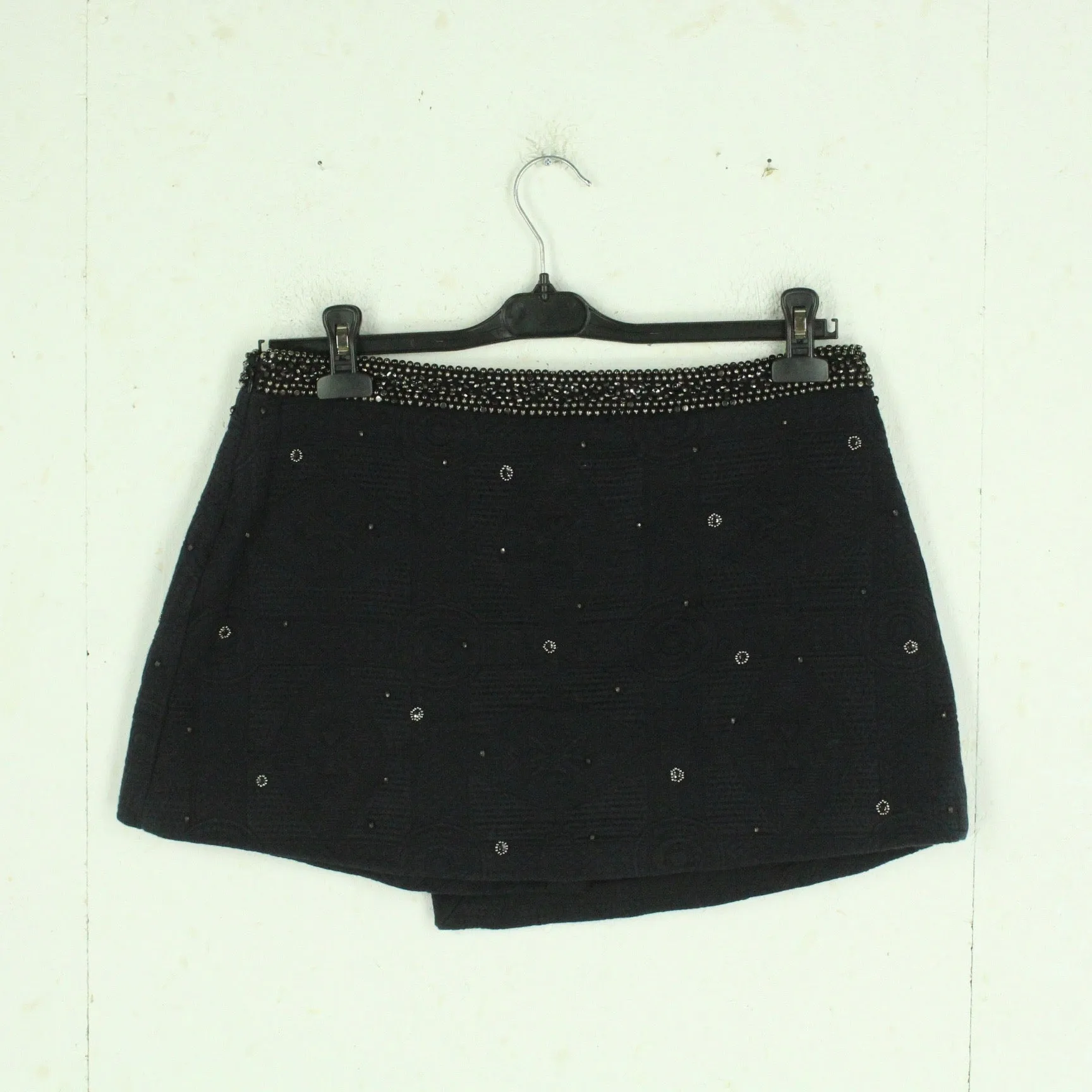 Second Hand ZARA Rock Gr. L blau gemustert mit Applikationen Minirock (*)